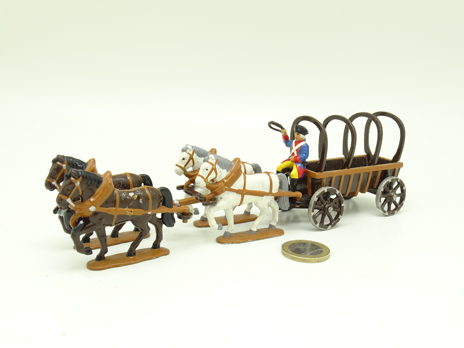 Lead or Aluminum Soldiers - Convoy Hitch Wagon 4 Horses