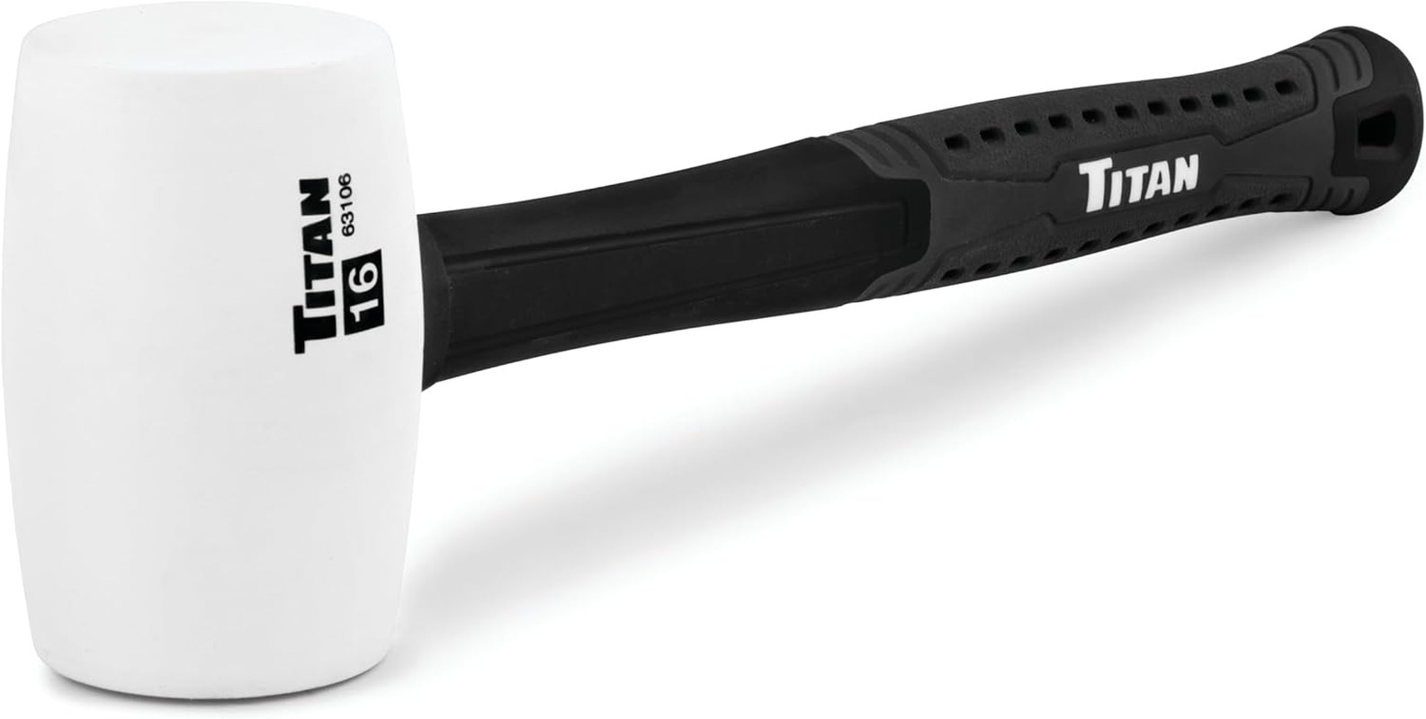 63106 16oz White Rubber Mallet, Non-marking Double-faced Solid Head, 13" Shock A