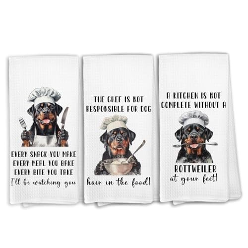 Funny Kitchen Towels Gifts for Women Dish Towels for Kitchen, Funny Rottweiler
