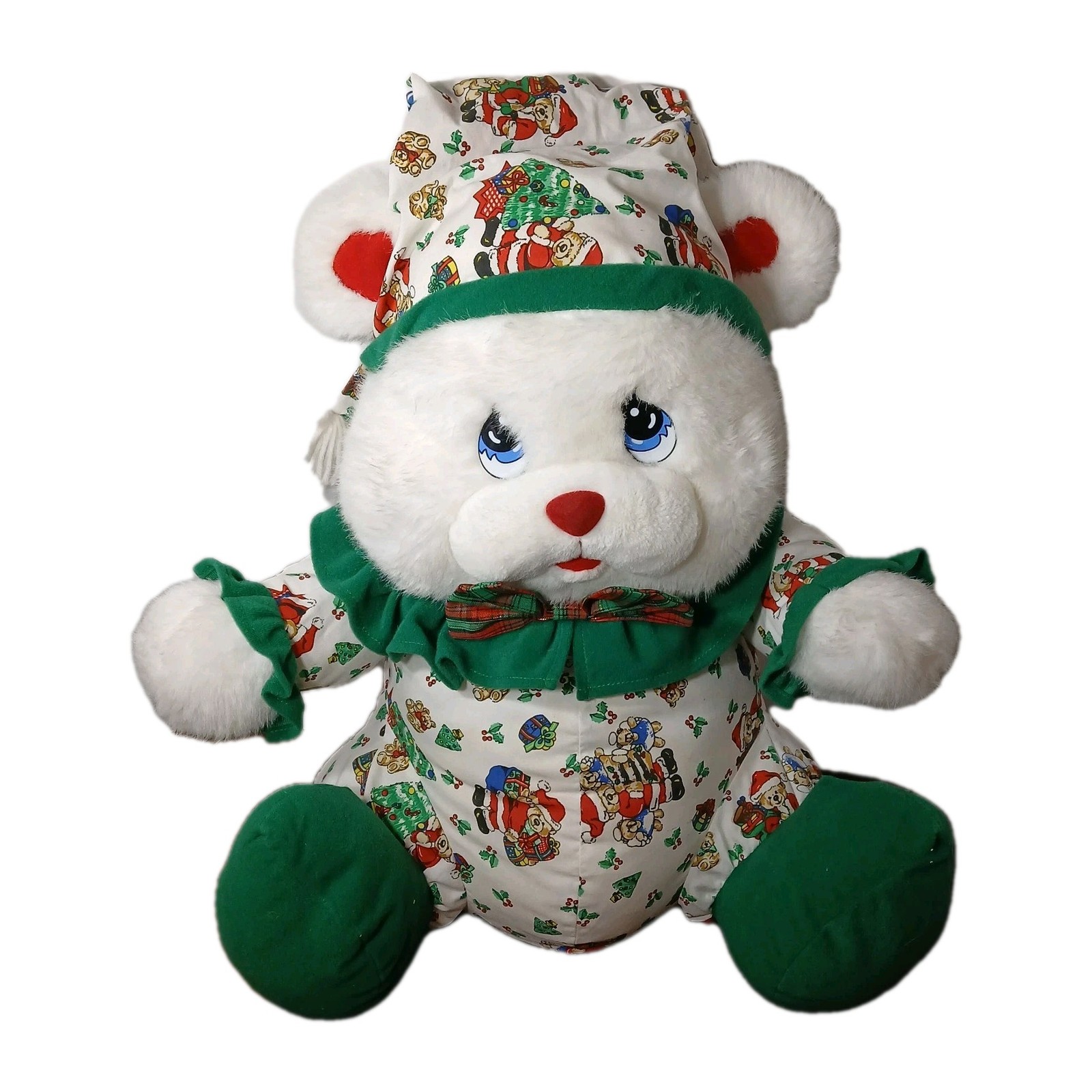 Well Made Toy Co Vintage 1994 Teddy Bear  PJs 17" Stuffed Plush Christmas 