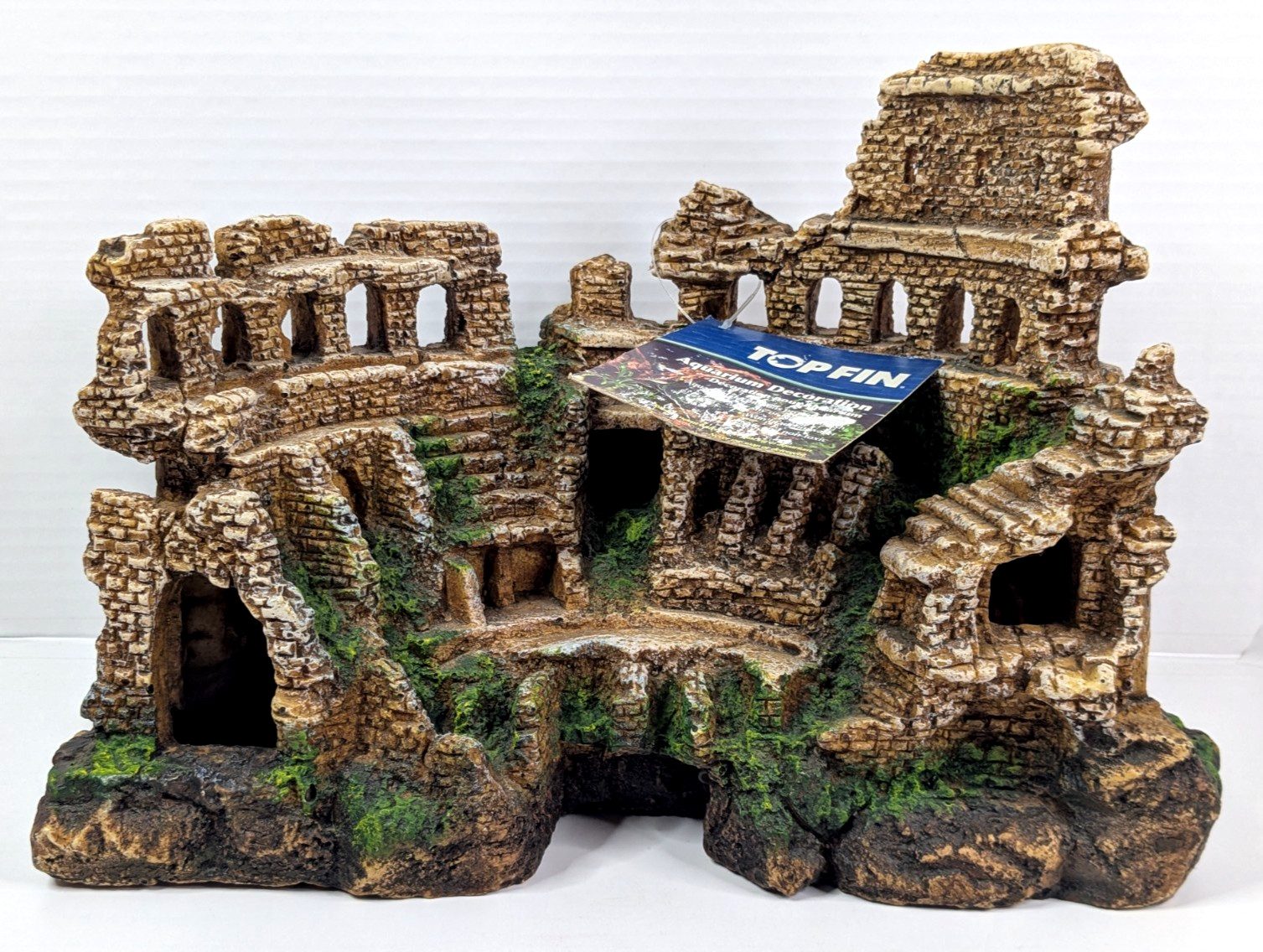 Top Fin Large Aquarium Decoration Roman Coliseum Ruins Fish Hide Air Bubbler