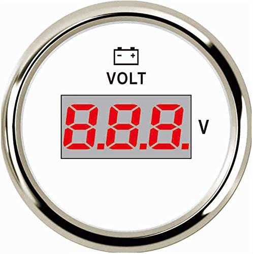 SAMDO 52MM Universal Voltmeter Car Boat Digital Voltage Gauge 9-32V 2" White