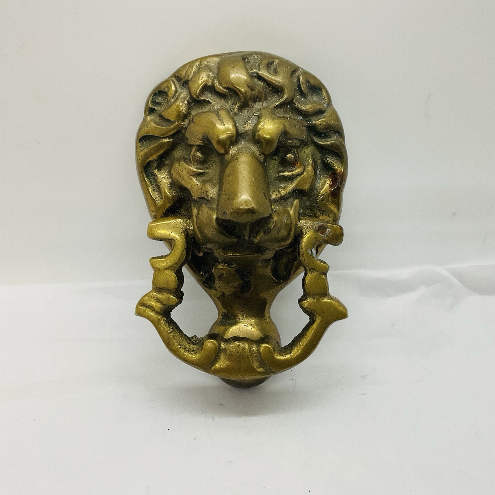 Vintage Brass Lion Head Door Knocker 4” Long x 2.5” Wide - No Screws