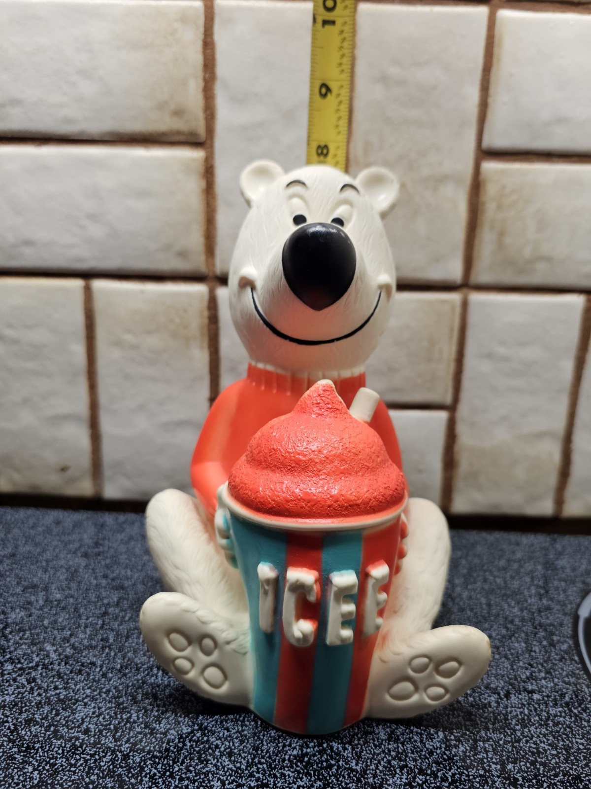 Vintage 1970s ICEE Polar Bear Vinyl Figure Bank Advertising Collectible