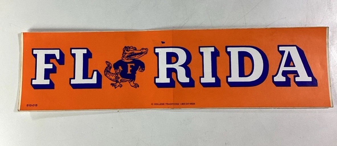 Florida Gators Bumper Sticker 1980s NOS College Traditions Radwood