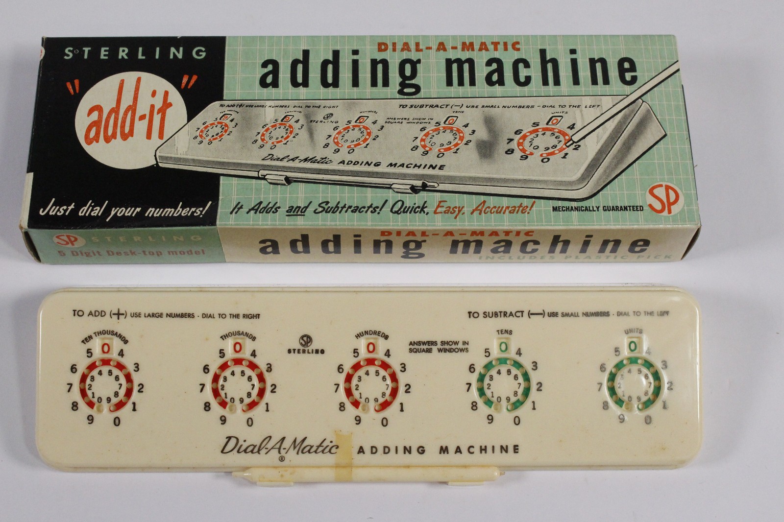 Sterling Dial-A-Matic Adding Machine Model 567 5 Dial 1950s NOS