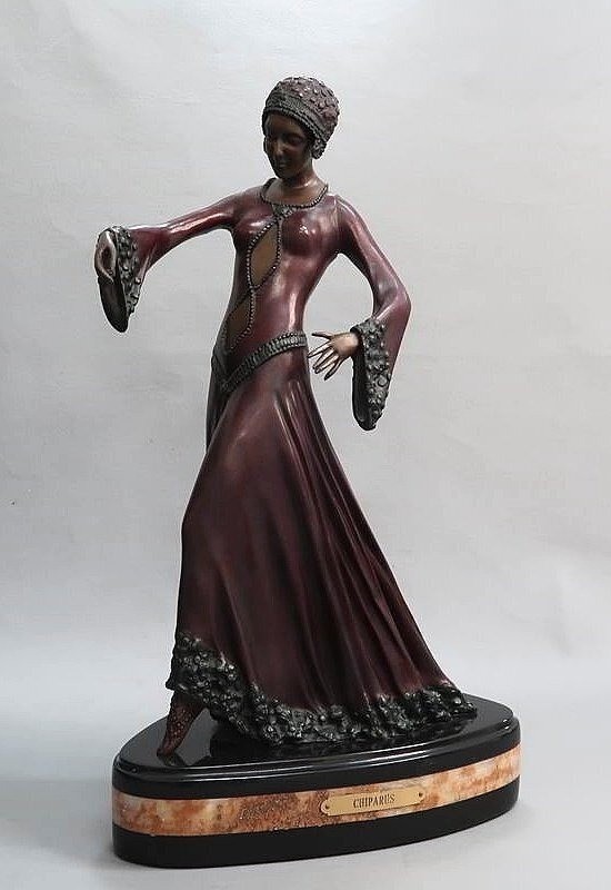 Superb Art Deco D.H.Chiparus Dancer Bronze Statue Female Sculpture 20inch