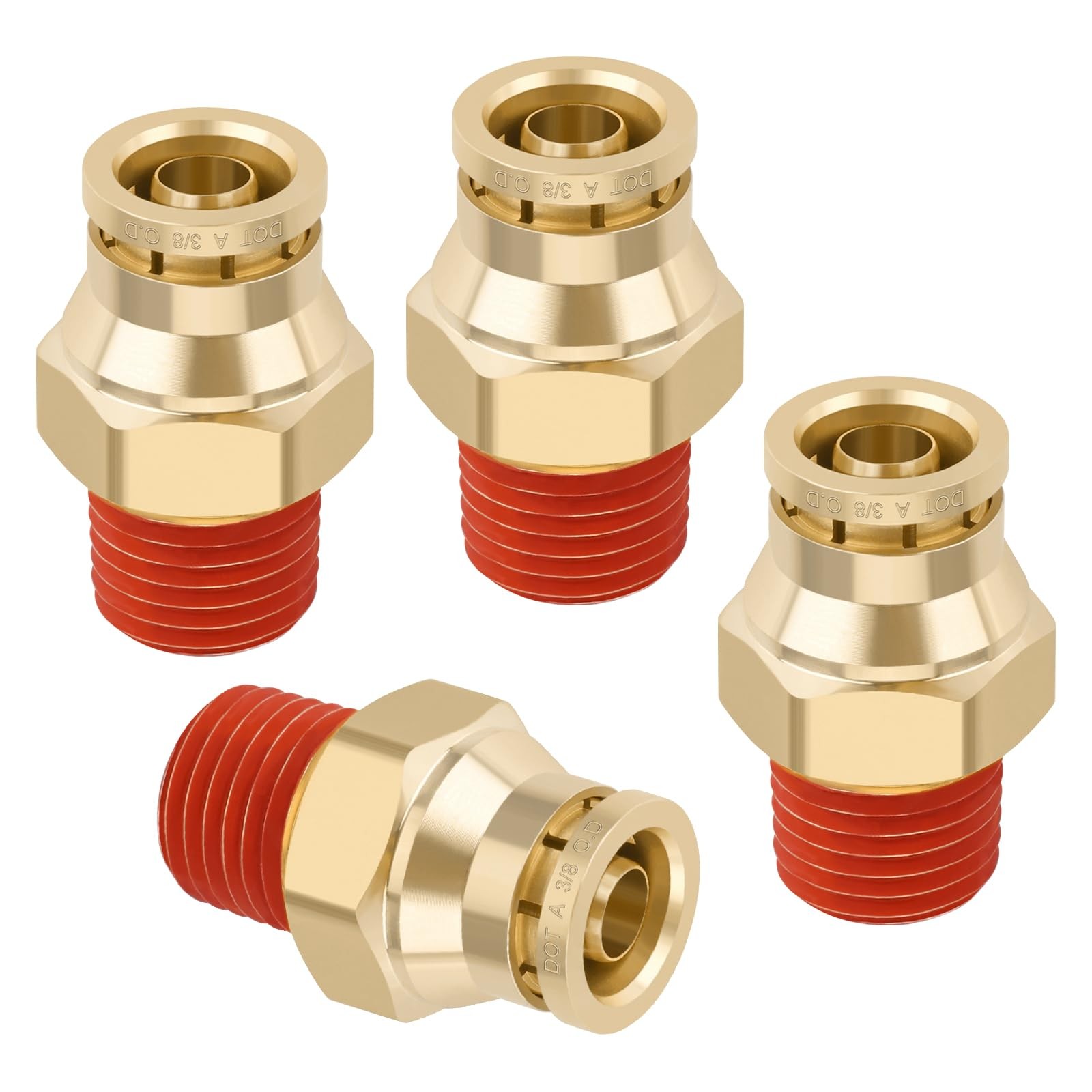 Boeray 3/8" Quick Push to Connect Fittings 3/8"OD × 1/4"NPT Thread, Brass 