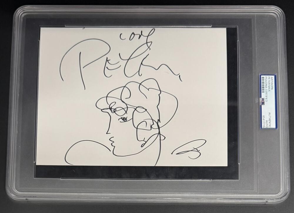 Peter Max Signed Autograph PSA/DNA Encapsulated Hand Drawn Original Art Sketch