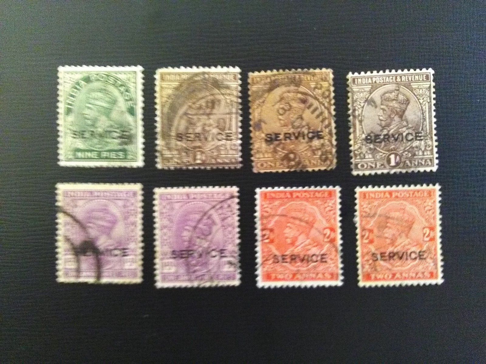 INDIA  USED  STAMPS  1932-36 KGV SERVICE 1/2-2 ANNA SG0127-0129.