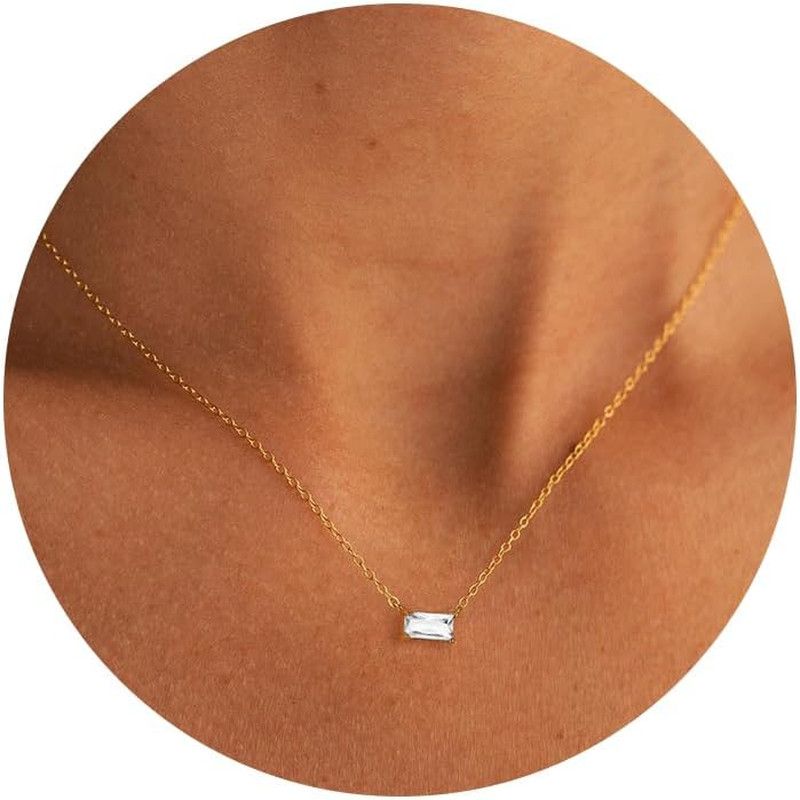 Trendy 14K Gold Plated Diamond Necklaces for Women - Birthstone Necklace for Wom