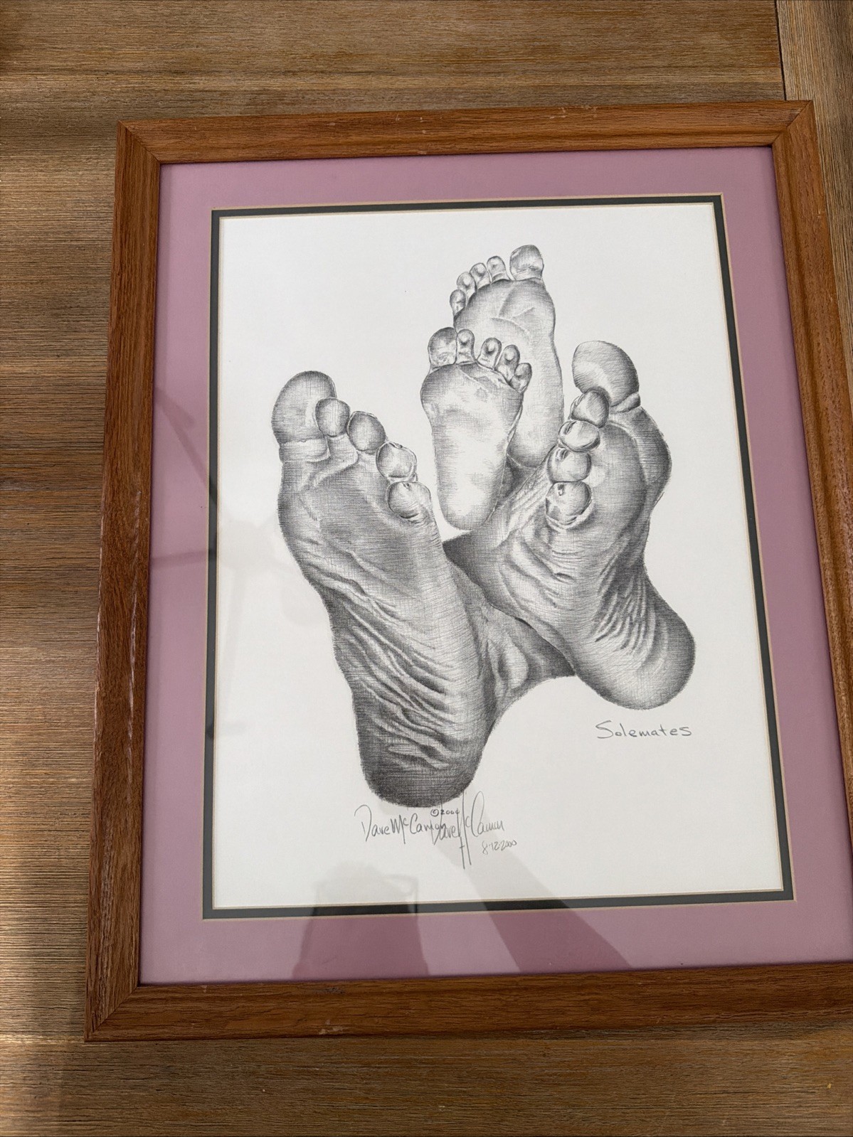 DAVE McCAMON  “solemates” SIGNED SKETCH Foot Art - Framed And Matted 18x22”