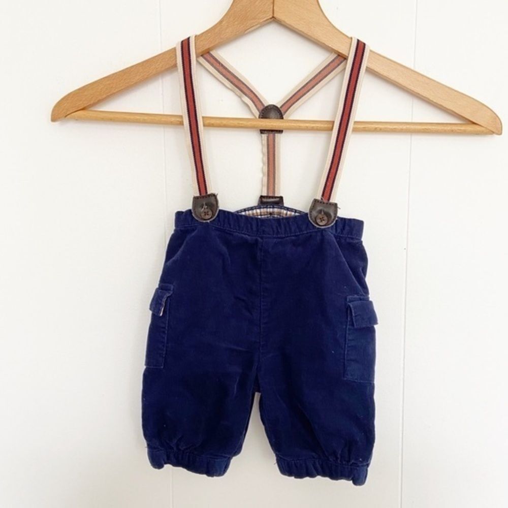 Janie and Jack blue corduroy suspenders pants 6-12