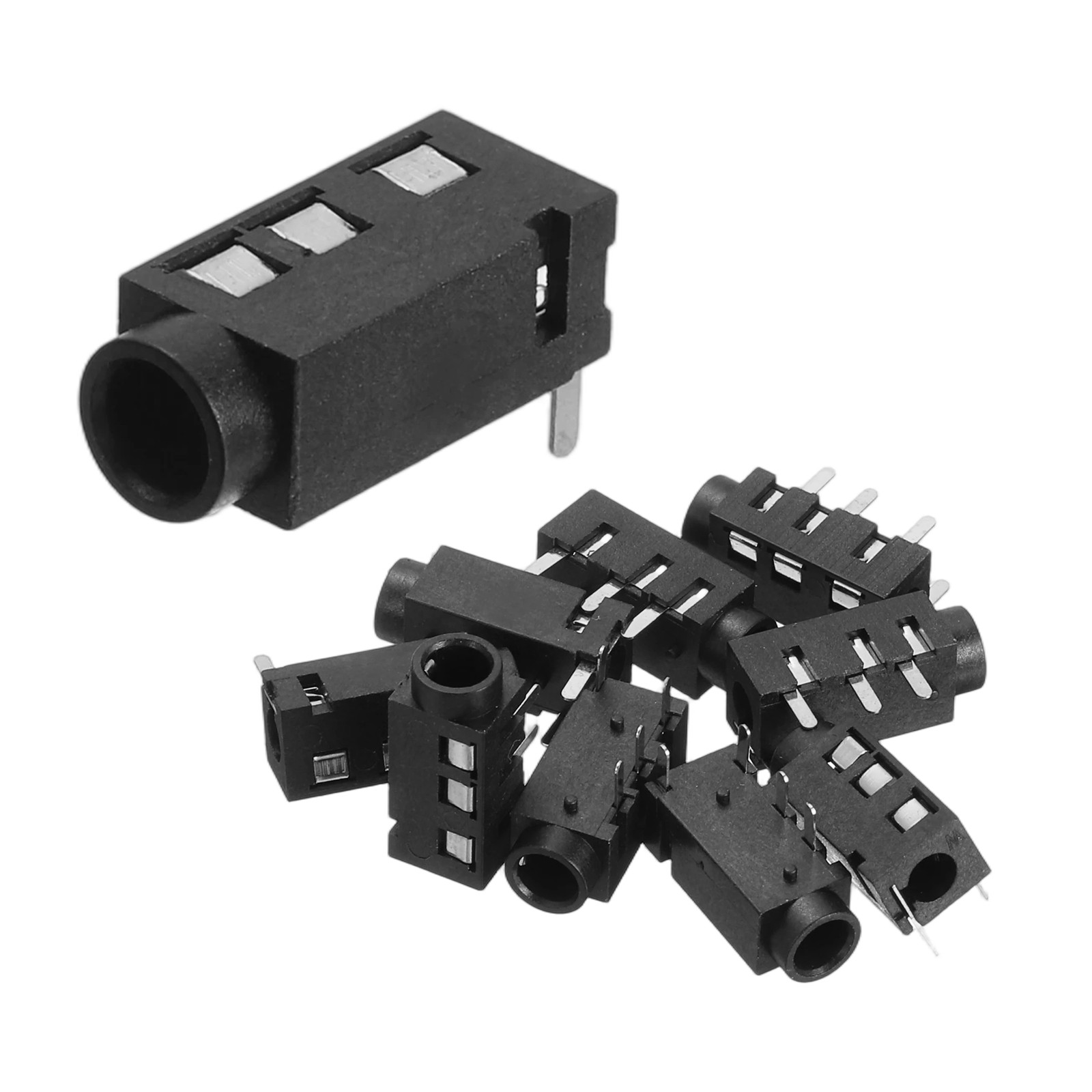 12Pcs Stereo Jack Socket, 1/8" 3.5mm 4 Pin PJ-320A PCB Mount Female,Black