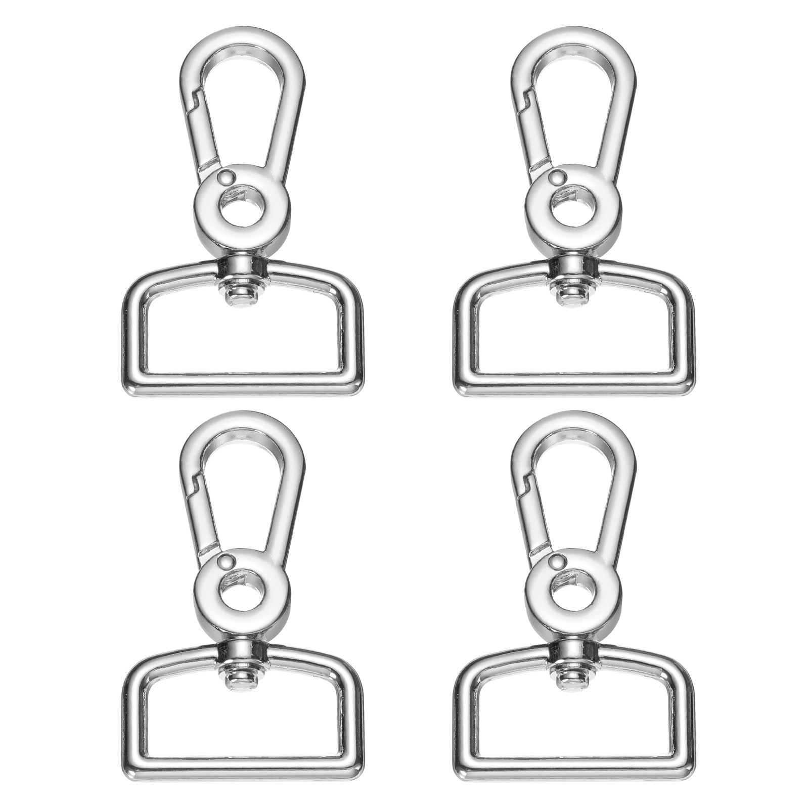 4Pcs 1 Inch Snap Hooks, Swivel Lobster Claw Clasps with D Ring, Silver