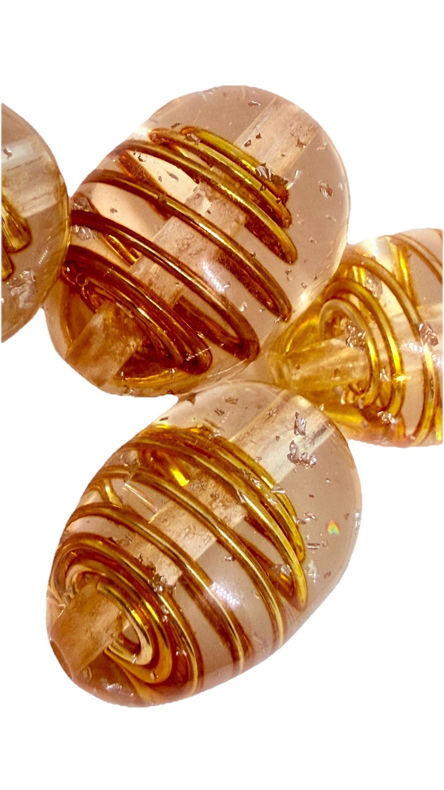 Unique Lucite Gold Wire Swirl Beads Oval 25mm Qty:4
