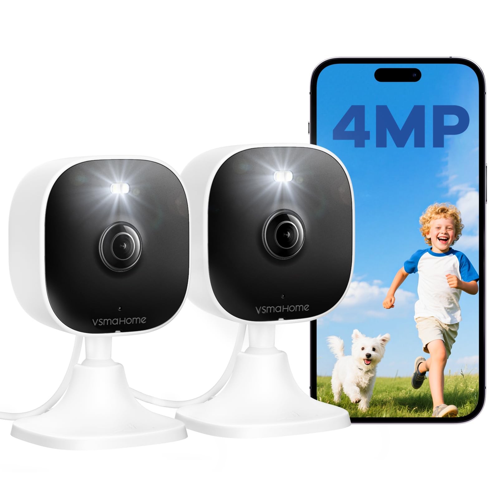 4MP Outdoor Indoor Security Camera 2.4G 5G House Pet Baby 128G Wired 2PCS