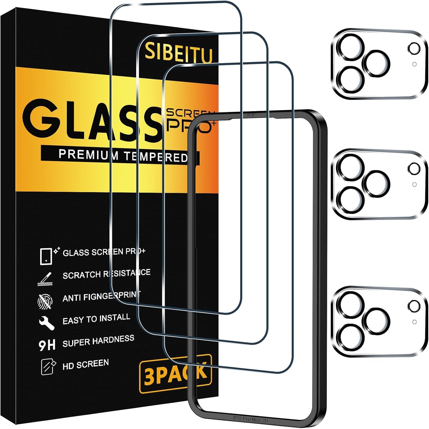 3 Pack Screen Protector for iPhone 17 Pro Max & Camera Lens Protector, HD Clear