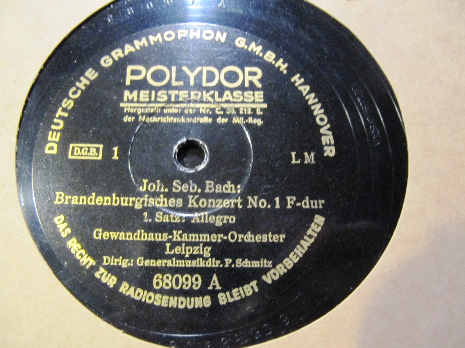 1941 Paul Schmitz Bach Brandenburg Concerto No 1 LEIPZIG GEWANDHAUS Chamber Or
