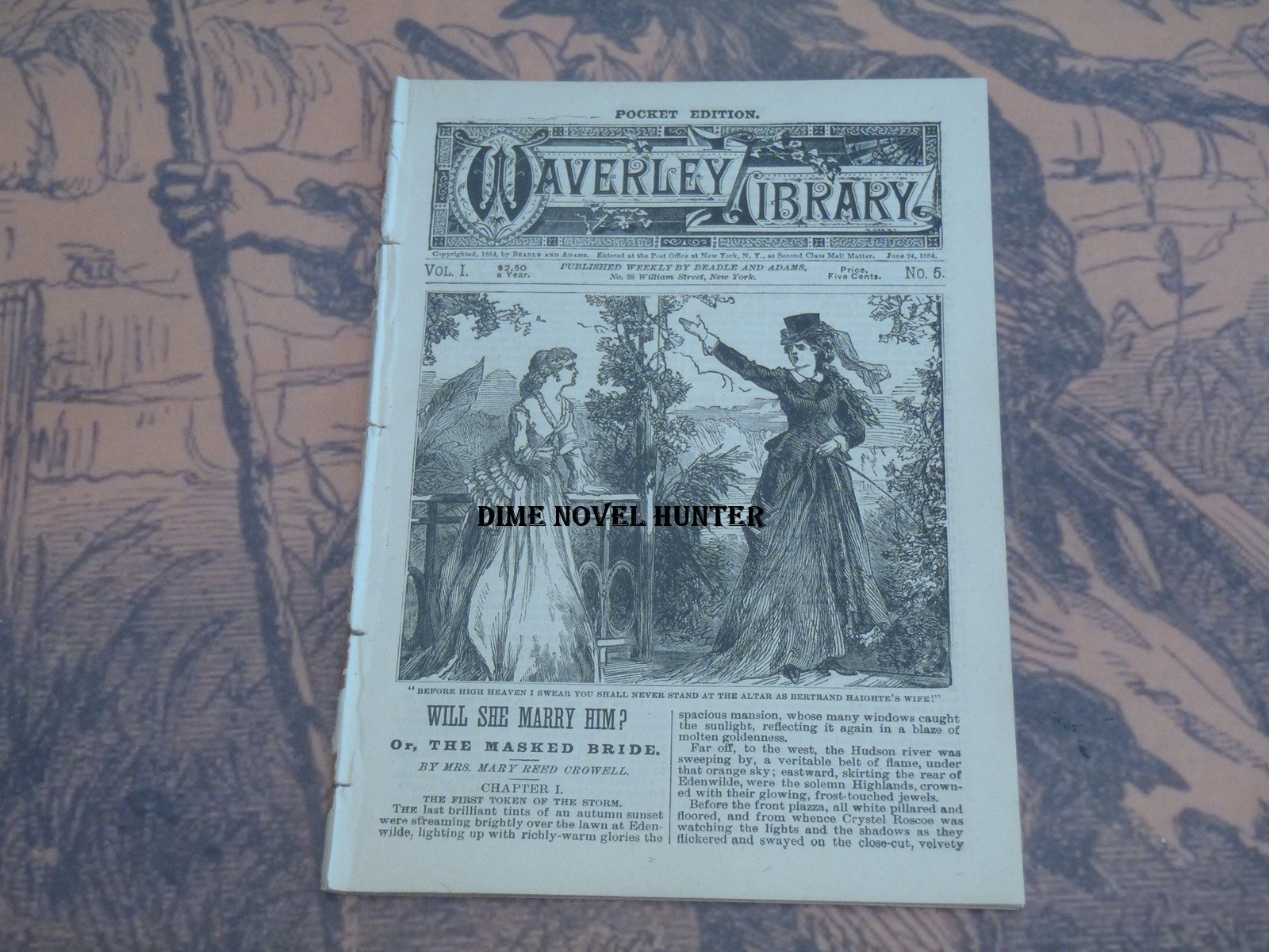 BEADLE ADAMS WAVERLEY LIBRARY POCKET EDITION #05 RETT WINDWOOD VG DIME NOVEL