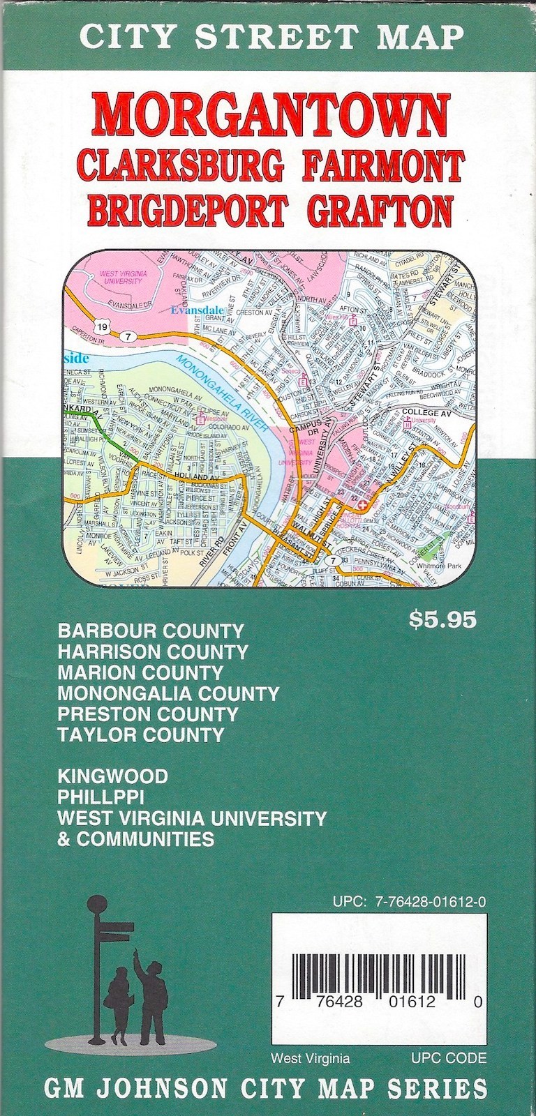 City Street Map of Morgantown, Clarksburg, West Virginia, by GMJ Maps