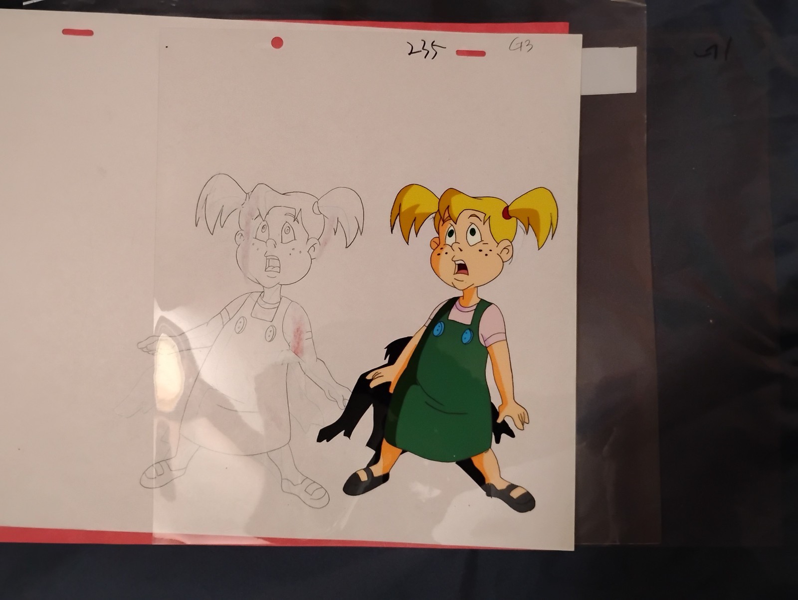Animation Production Cel Ambassador Magma  Screaming Girl 1993 W/Original Pencil