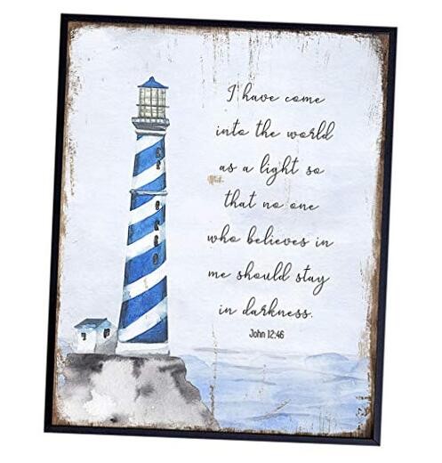 Religious Scripture Wall Decor - Nautical Beach House, Ocean Home Decoration - 