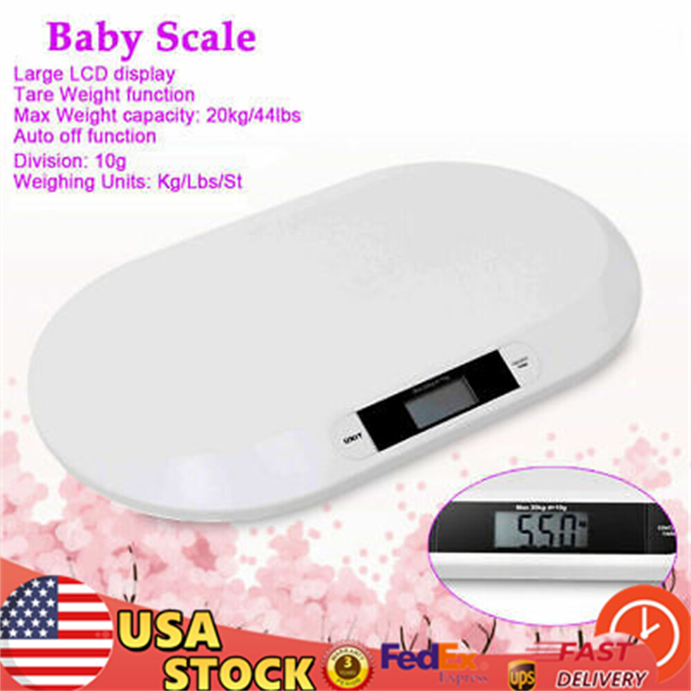 44Ibs Electronic Digital Baby Infant Scale LCD Display ABS Weight Grow Baby Pet