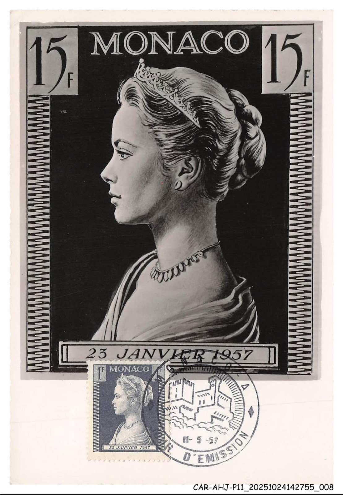 CAR-AHJP11-0474-CARTE-MAXIMUN - MONACO - Portrait Of A Woman - 1957