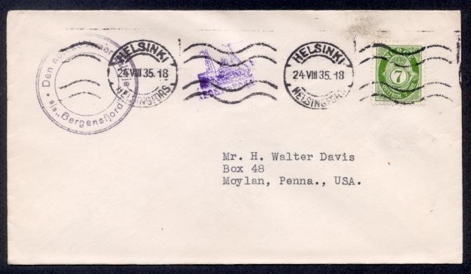 FINLAND/NORWAY PAQUEBOT COMBO SHIP HS TO USA