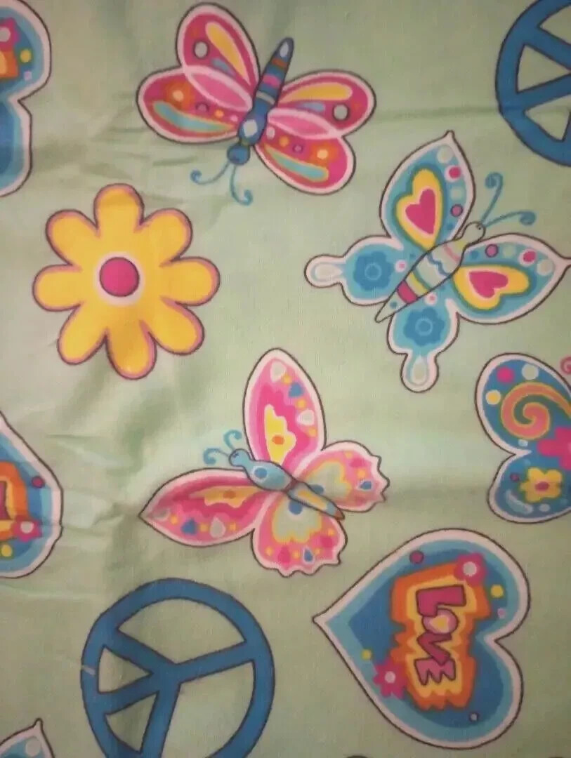 flower peace sign butterfly fun fabric flannel piece 20.5 x 20 inch 1pc new