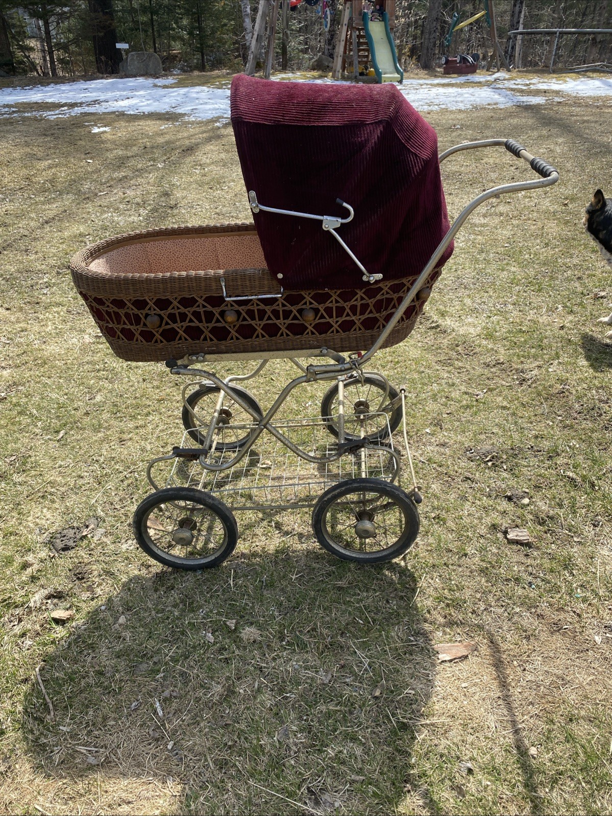 Vintage Wicker Baby Stroller 