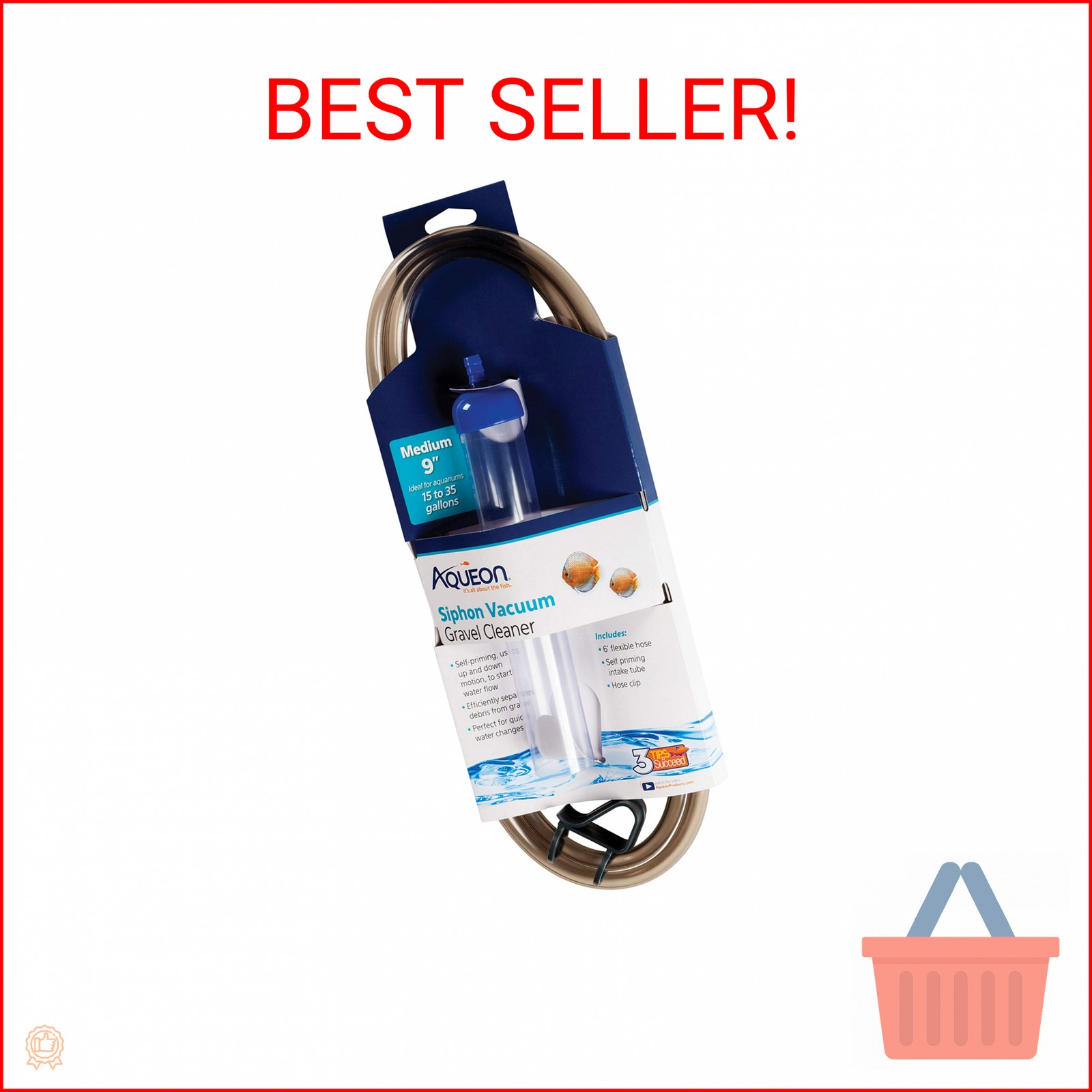 Aqueon Aquarium Siphon Vacuum Gravel Cleaner Medium - 9 Inches