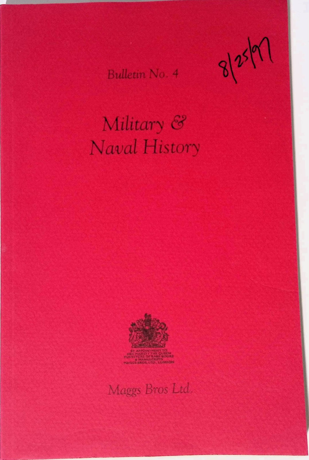 Maggs Bros. Ltd. Catalog Military & Naval History Booklet 1997 Catalogue 1236