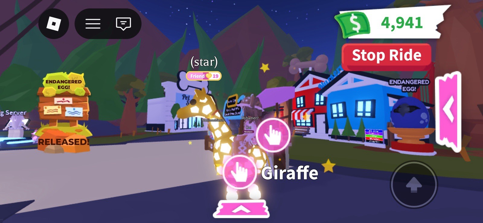 Adopt Me! Neon Fly Ride Giraffe Virtual Pet In-Game Item