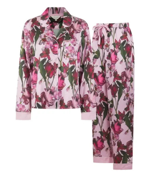 TED BAKER Isla Womens Pink Floral 2 Piece Pyjama Set Size Large BNWT C633