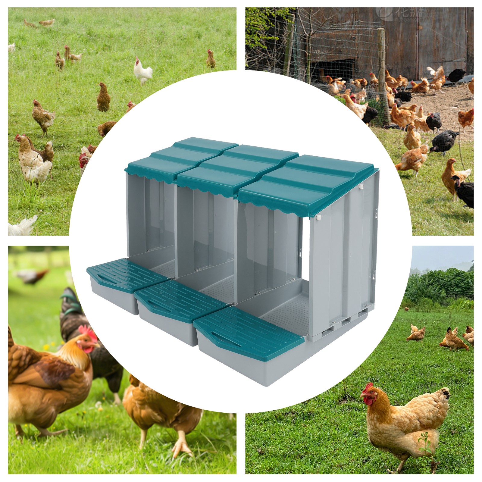 3-compartment Chicken Nesting Box Chicken Laying Box Hens Ducks Egg Collection