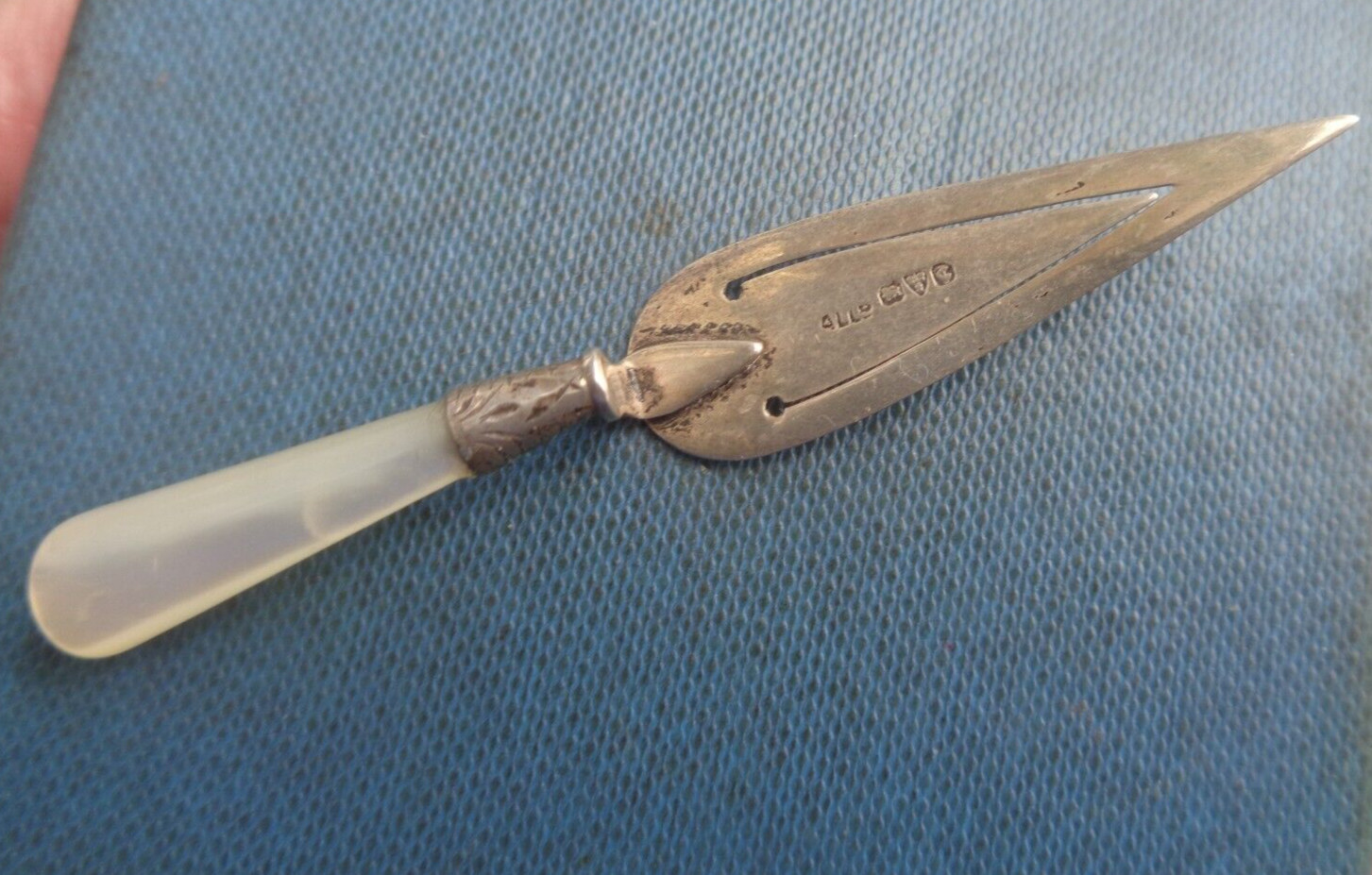 Signet Page Marqueur Truelle Stg Argent Nacre Vintage Hm 1928 Chester