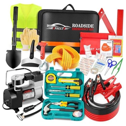 Car Emergency Roadside Kit,Vehicles Truck Road Side Safety Tool Kit with Air 
