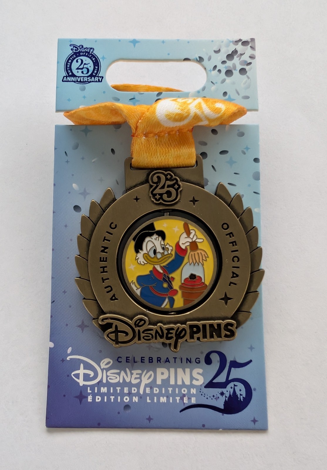 Disney Parks 25th Pin Trading Anniversary Scrooge McDuck Medal LE Pin