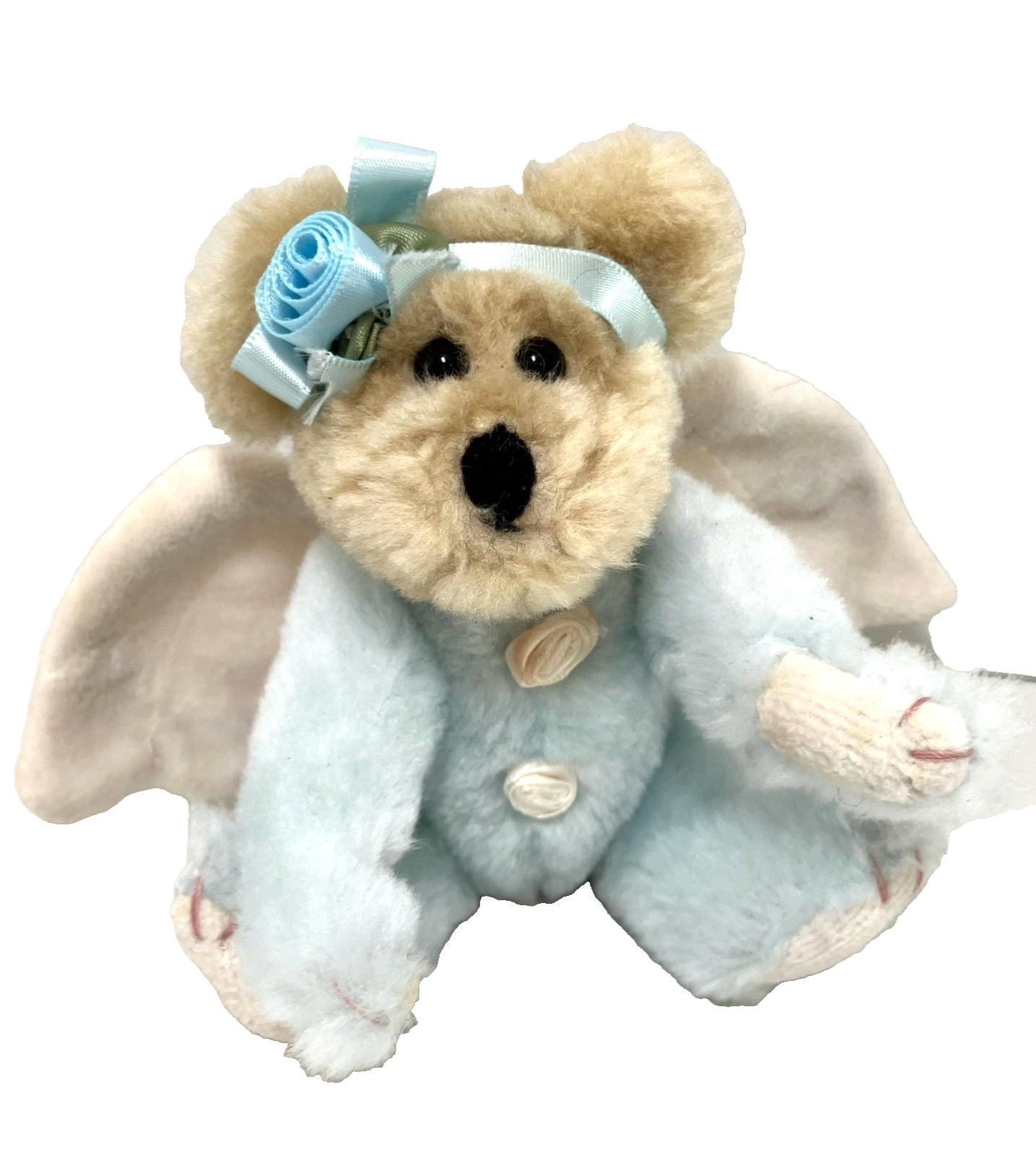 Vintage Boyds Stella 6" Plush Bear Angel Christmas Ornament Rosette Bearwear