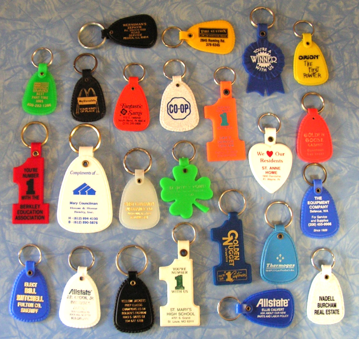 Large Lot of 24 Vintage Classic Advertisement Keychains Collectible Key Rings