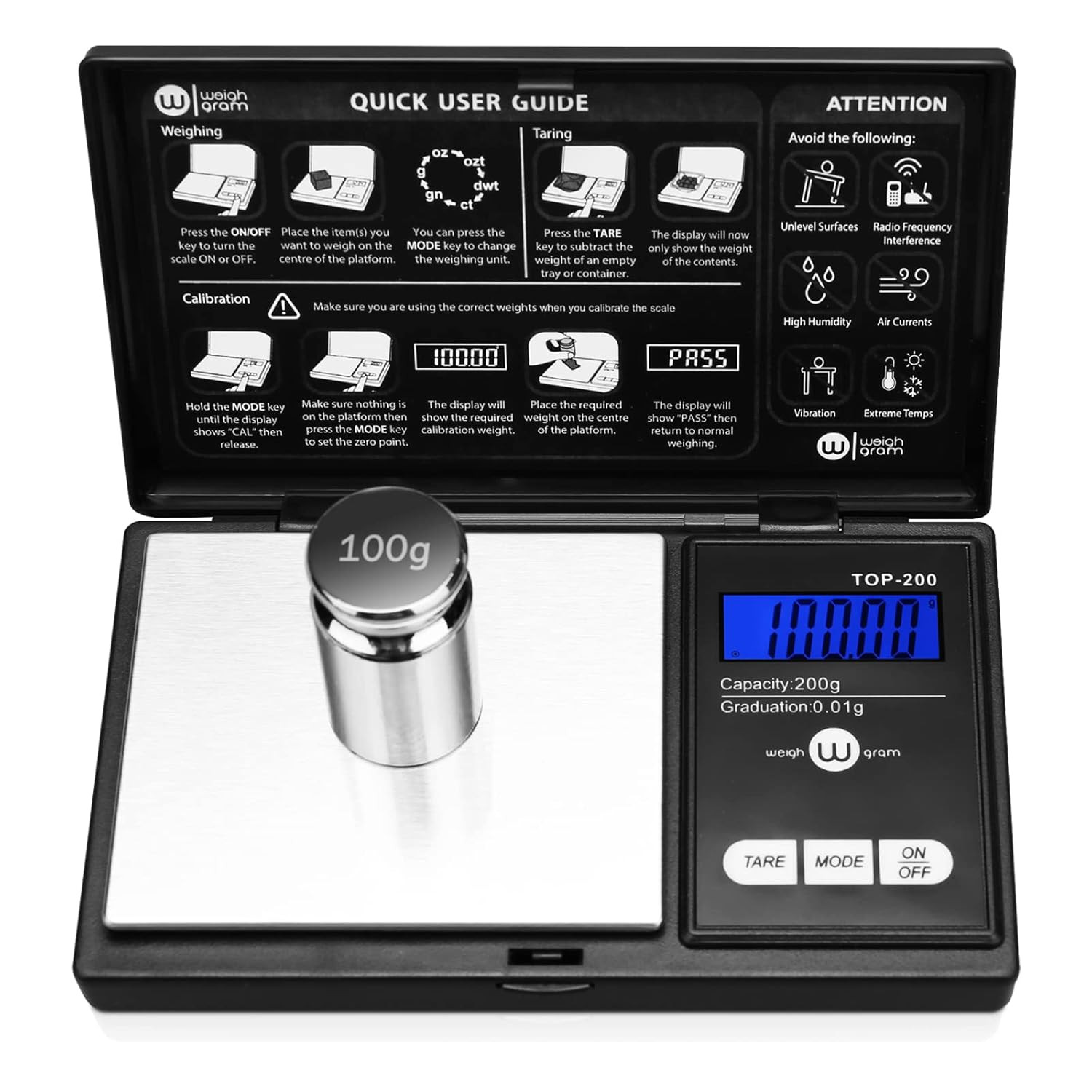 200G Digital Pocket Gram Scale 0.01G Accuracy, 200G X 0.01G Mini Digital Grams S