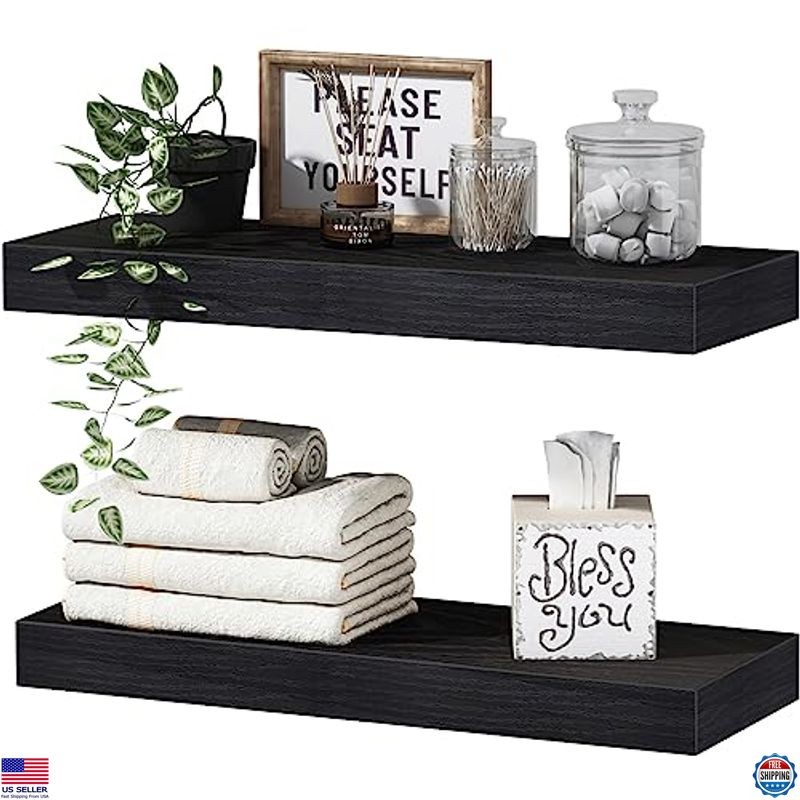 QEEIG Bathroom Floating Shelves for Wall - 15.7" Wall Mounted Shelf Over Toilet