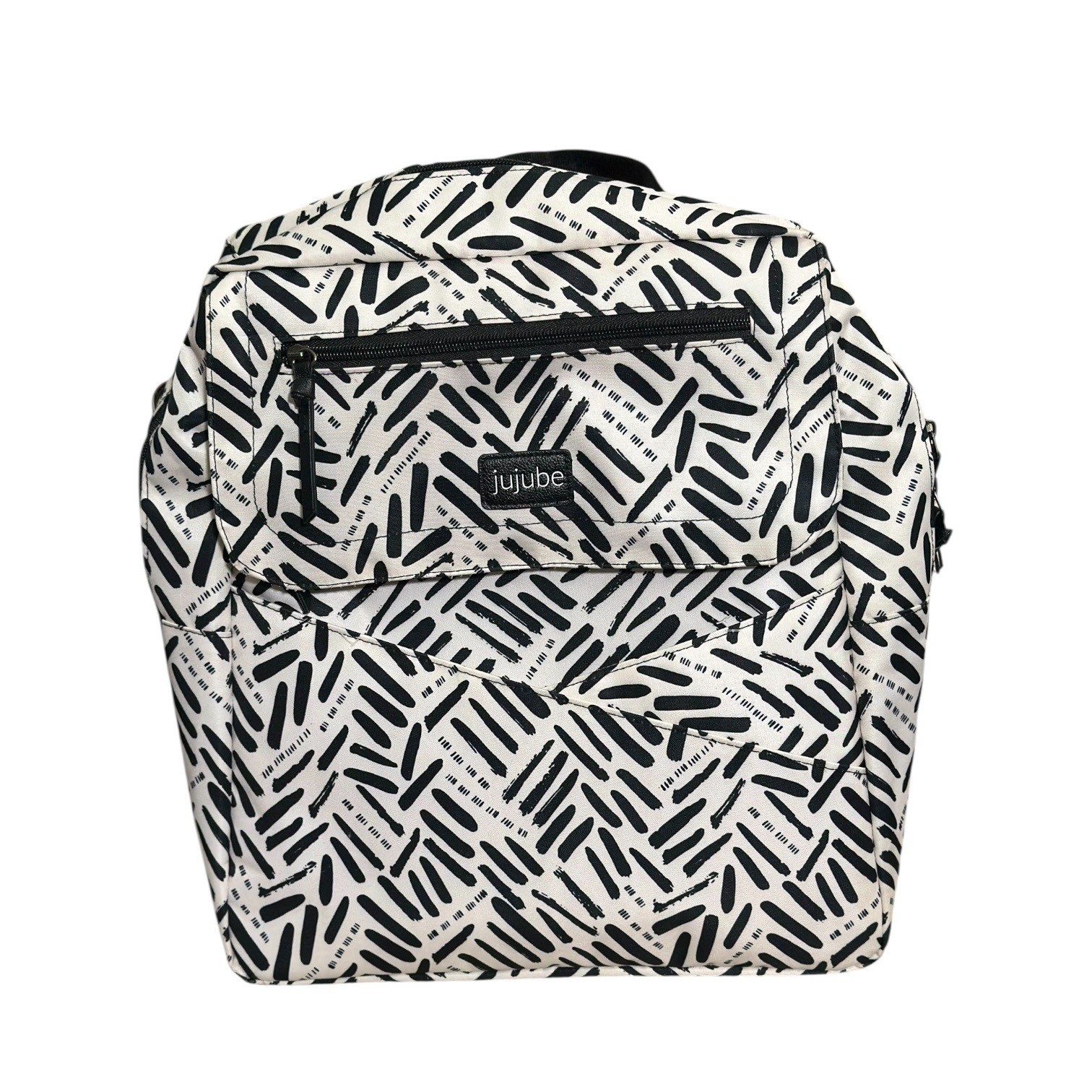 Jujube Zealous Backpack Black White Abstract Brushstroke Diaper Bag Travel Pouch