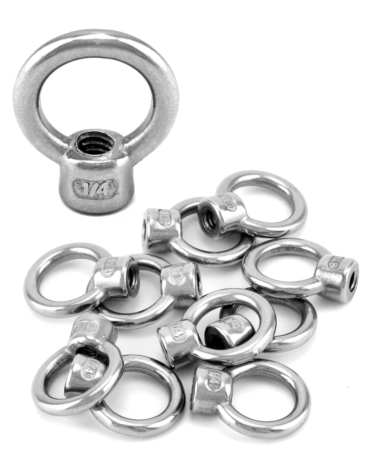QWORK Lifting Eye Nut, 10 Pack, 1/4" UNC Marine Grade Stainless 1/4", 10 Pack 