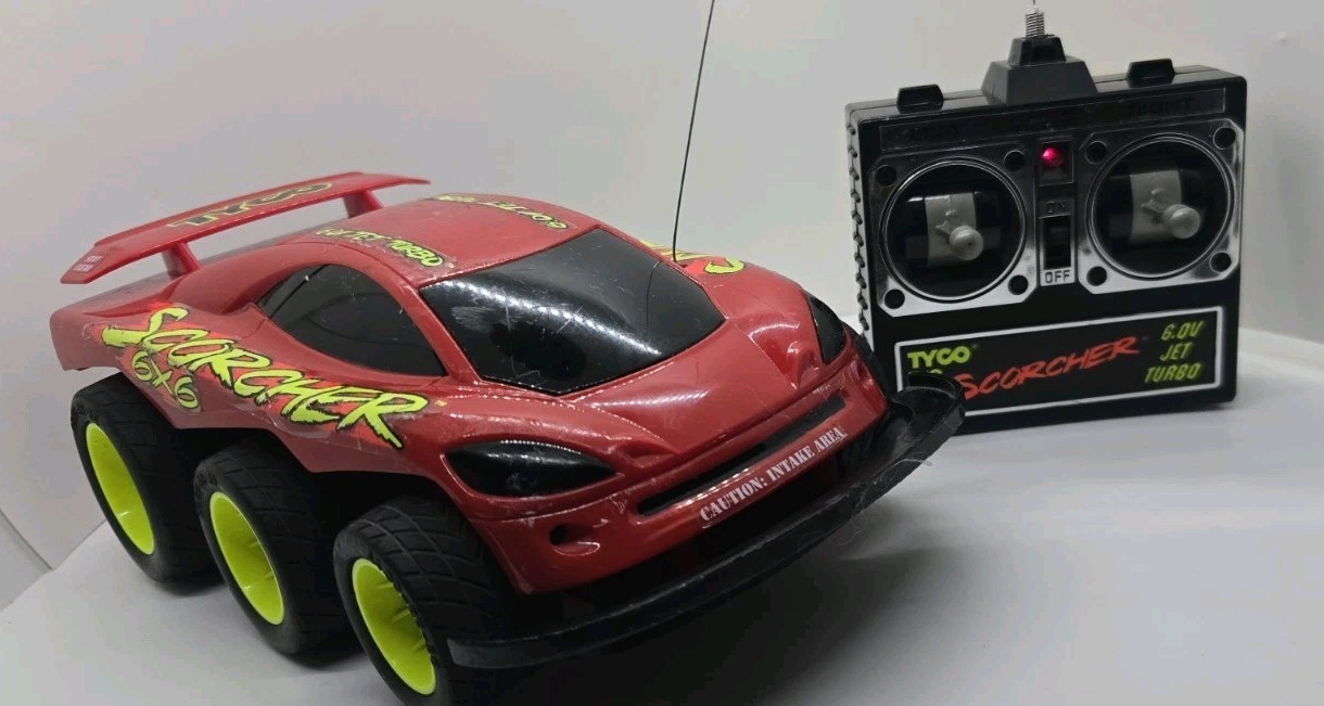 Vintage Tyco 27 MHz 6V RED SCORCHER RC - Remote Tested, Car Untested 
