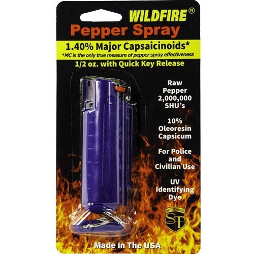 Pepper Spray 1/2oz Wildfire Quick Release With Keychain + Belt Clip New