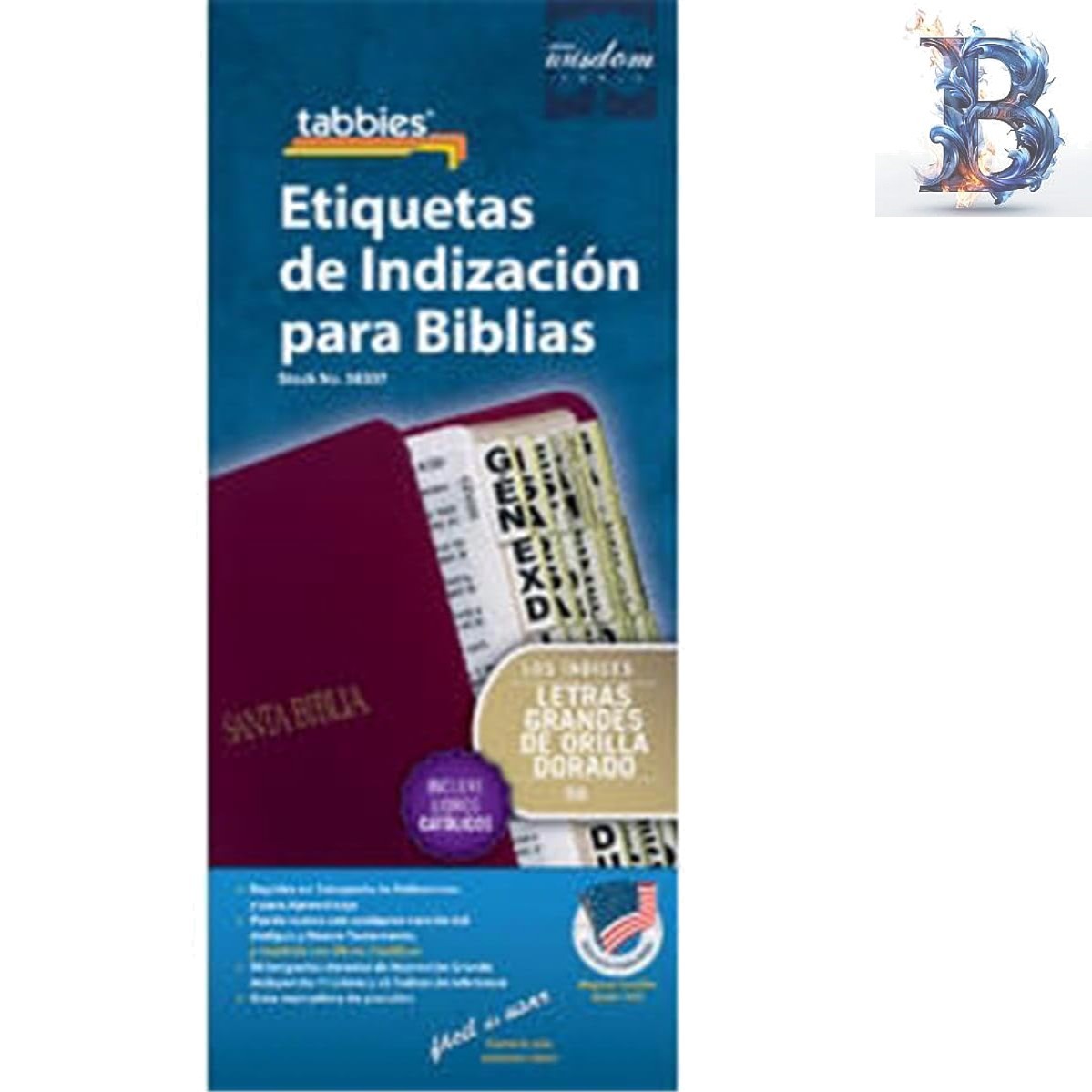 80 Gold-Colored Spanish Bible Indexing Tabs with Quick-Reference Design