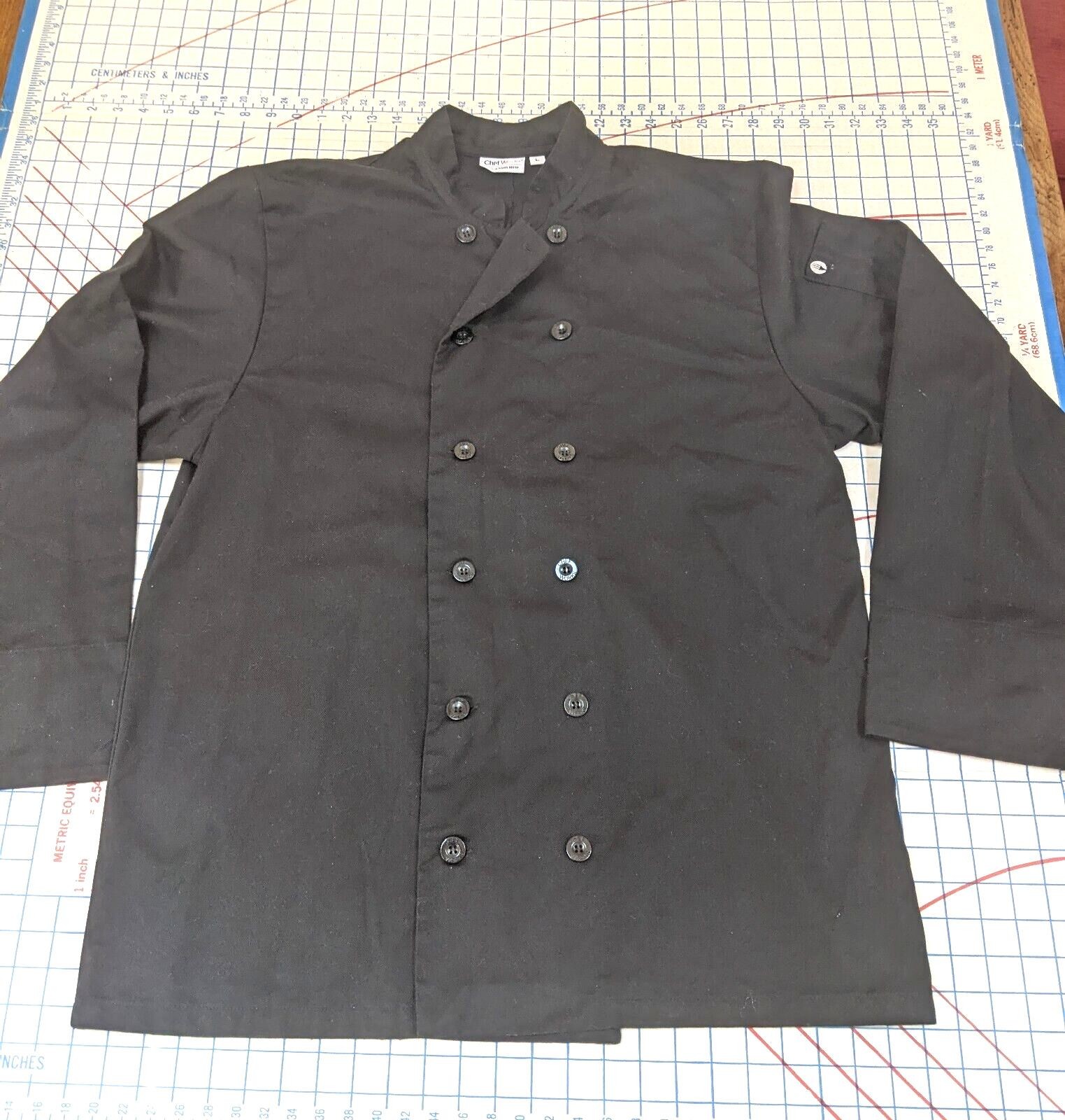 Chef Works Chef Coat Jacket Black Long Sleeved Size Large Restaurant Uniform